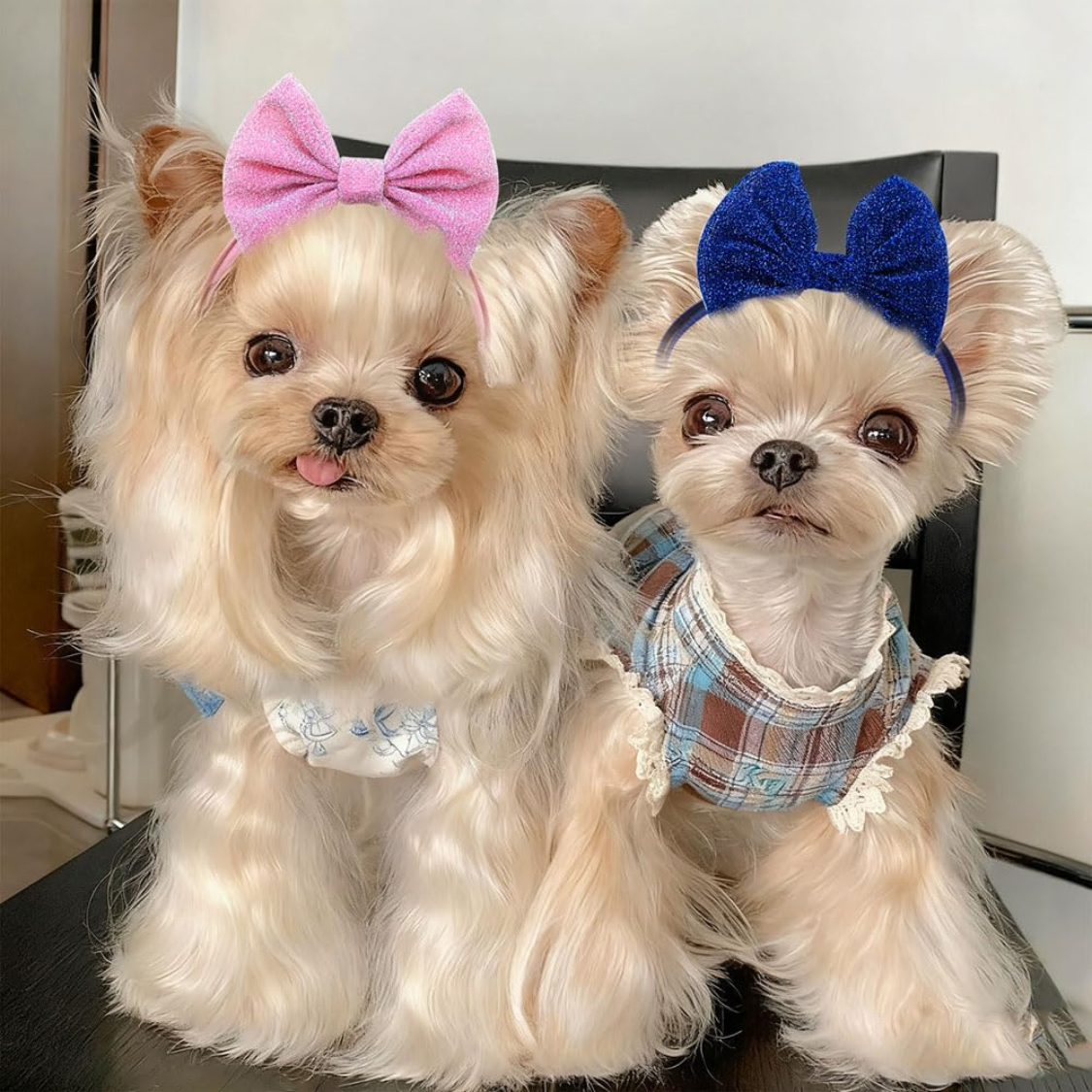 4Pcs Dog Hair Bow Headband For Small Medium Dogs, Adjustable Pet Dog Hair Bow Headband For Pets Puppy Cats Grooming Acce