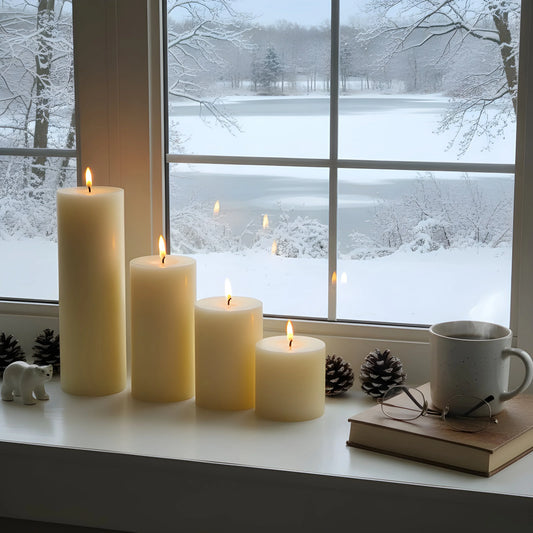 4" White Beeswax Pillar Candle Set - BIG FRENCHIES