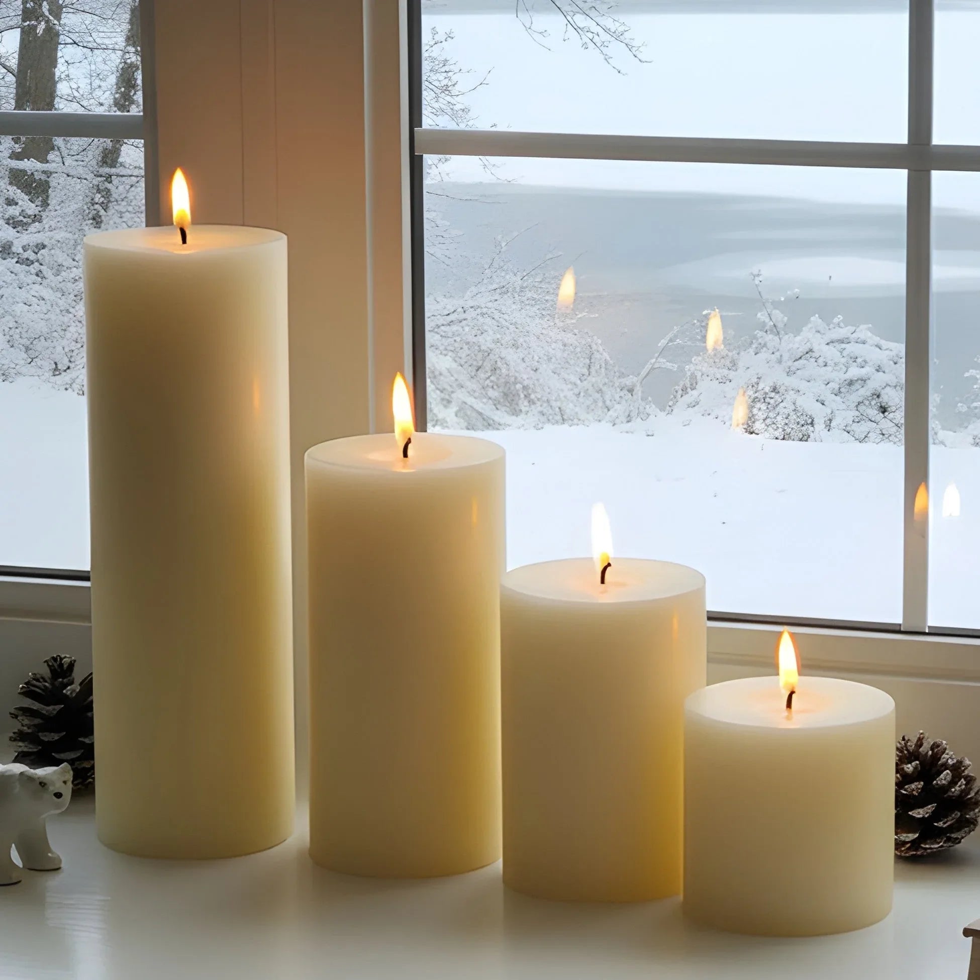 4" White Beeswax Pillar Candle Set - BIG FRENCHIES
