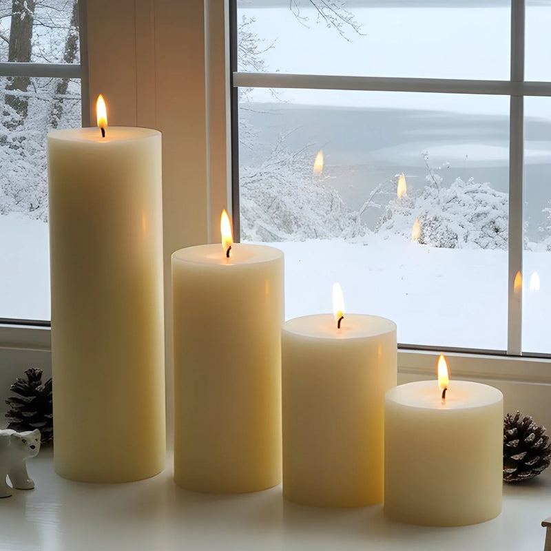 4" White Beeswax Pillar Candle Set - BIG FRENCHIES