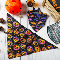 Halloween Dog Bandanas 2 Pack Reversible Pumpkin And Bat Pet Scarf For Boys And Girls Holiday Dog Bandana For Medium And