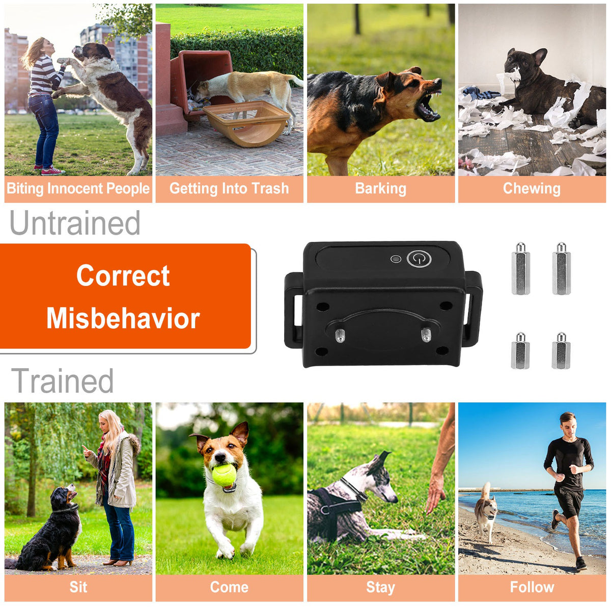 Train Collar OR Receiver Only Options - 3280FT Dog Training Collar IP67 Waterproof Pet Beep Vibration Electric Shock Col