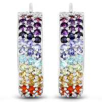 8.79 Carat Genuine Multi Stones .925 Sterling Silver Earrings