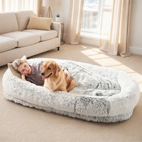 Human Dog Bed, Large Size Fits You And Pets, Washable Faux Fur Dog Bed For People Doze Off, Napping Orthopedic Dog Bed, 
