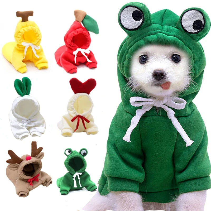 Cute Fruit Dog Clothes For Small Dogs Hoodies Winter Warm Fleece Pet Clothing Puppy Cat Costume Coat For French Chihuahu