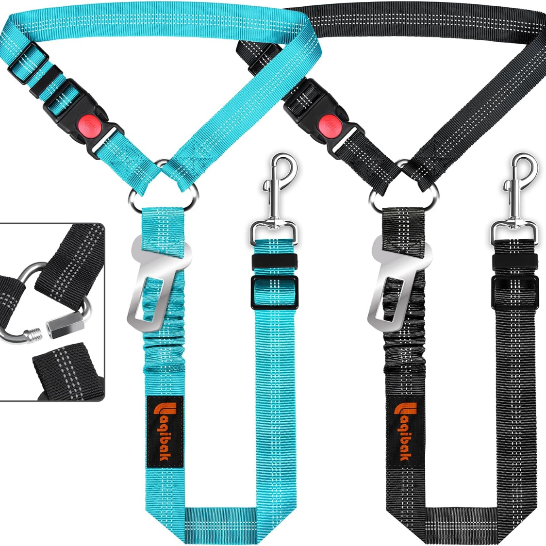 Removable Dog Seat Belt Harness For Car, 3 In 1 Pet Dog Car Seatbelt Leash, Retractable Restraint Secures To Vehicle Hea