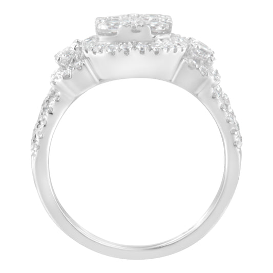 14K White Gold 2 1/4 Cttw Diamond Cocktail Cluster Ring (G-H Color, SI2-I1 Clarity) - Size 7