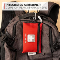 Thrive Mini Emergency Kit & First Aid Pouch - College Dorm Sick Kit - 66 Piece Set - Waterproof Rip-Stop Nylon Pouch with Multi-Size Bandages, Wipes & Safety Pins
