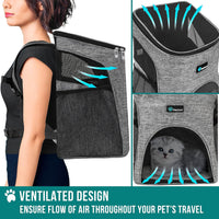 PetAmi Cat Backpack Carrier for Small Dogs and Large Cats - Heather Gray - image 4