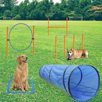 GeerDuo dog agility training equipment kit with tunnel, weave poles, jump ring and bag