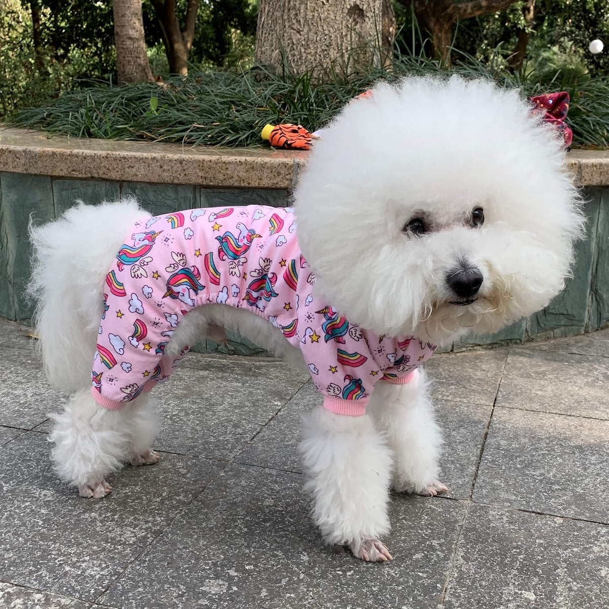 CuteBone Small Dogs Outfit Soft Puppy Onesies Pjs Christmas Dog - Pink unicorn / Large - image 2