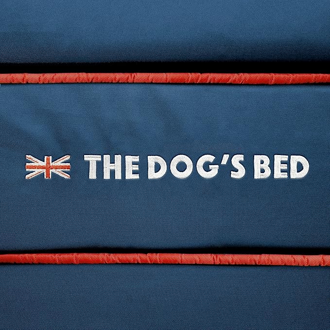 The Dog’s Bed Orthopedic Dog Bed XXL Blue Oxford with Red Trim UK Flag Dog Bed 51.5x39, Memory Foam, Pain Relief: Arthritis, Post Surgery, Lameness, Veterinary Approved, Waterproof Washable Cover