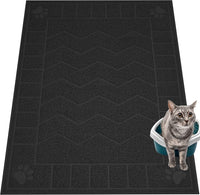 Cat Litter Box Mat, 47" x 35" Large Waterproof Litter Trapping Mat – Daily Care for Cats - Black / 2X-Large（47" x 35")