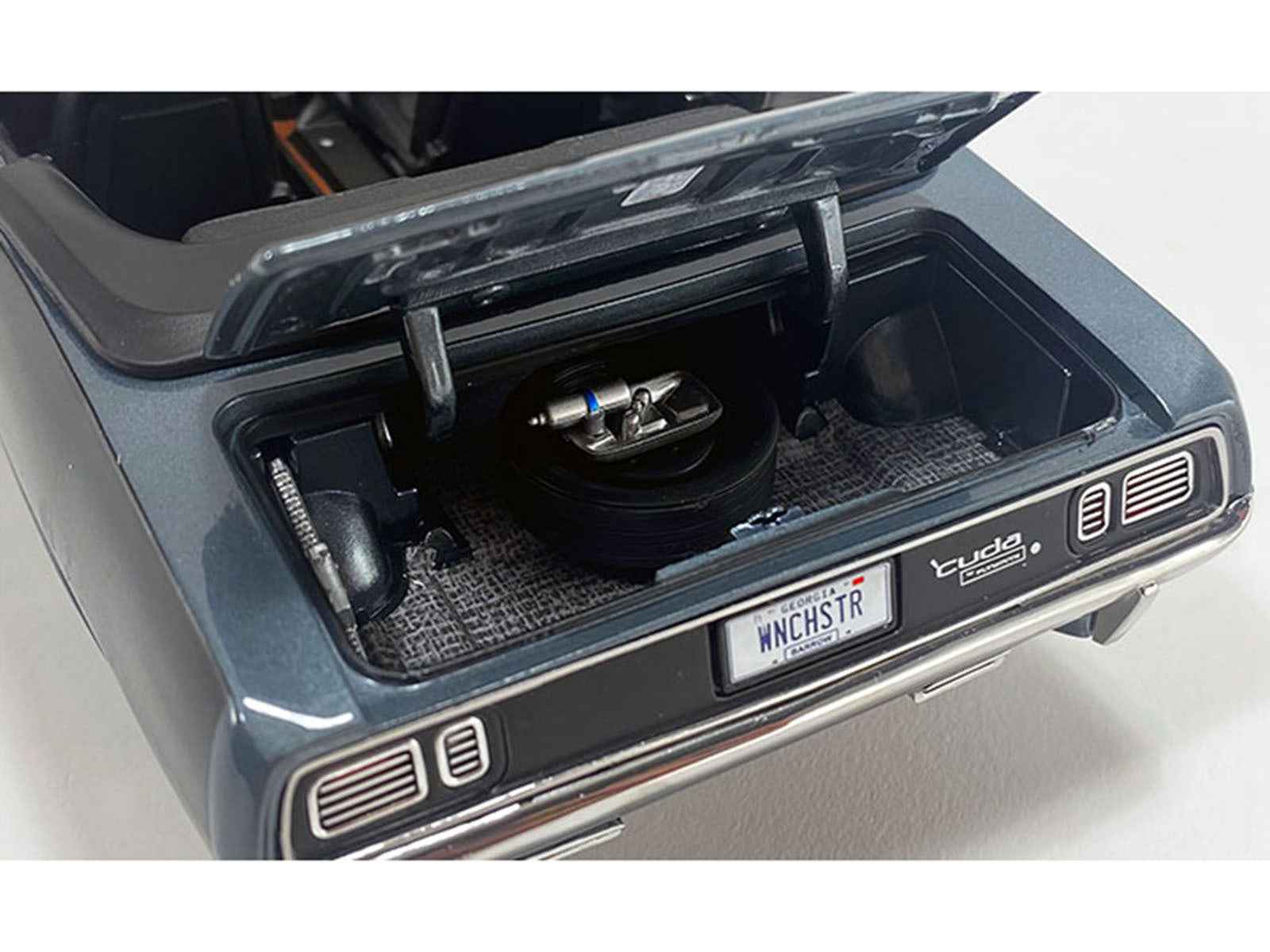 1971 Plymouth HEMI Cuda Convertible Winchester Gray with Black Soft Top Limited Edition to 354 pieces Worldwide 1/18 Diecast Model Car by ACME