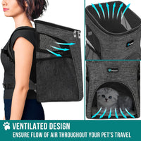 PetAmi Cat Backpack Carrier for Small Dogs and Large Cats - Heather Charcoal - image 4