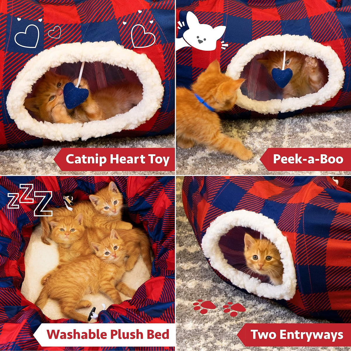 Kitty City Large Cat Tunnel Bed - Plaid - image 3