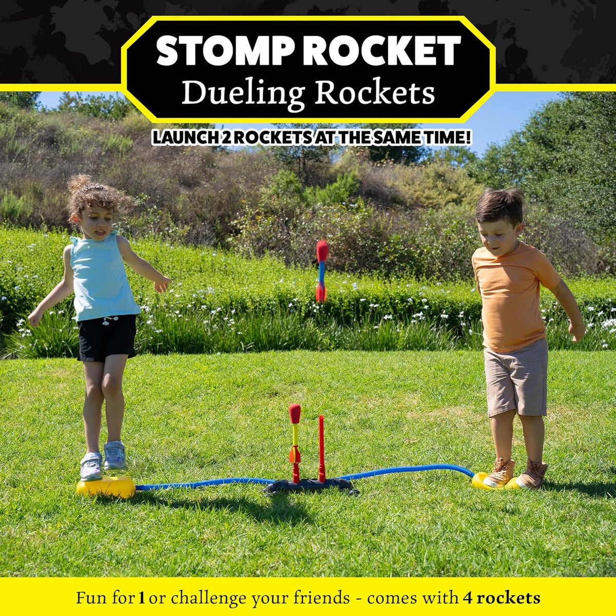 Stomp Rocket Original Dueling Rocket Launcher for Kids - Dueling Launcher + 4 Rockets - image 2