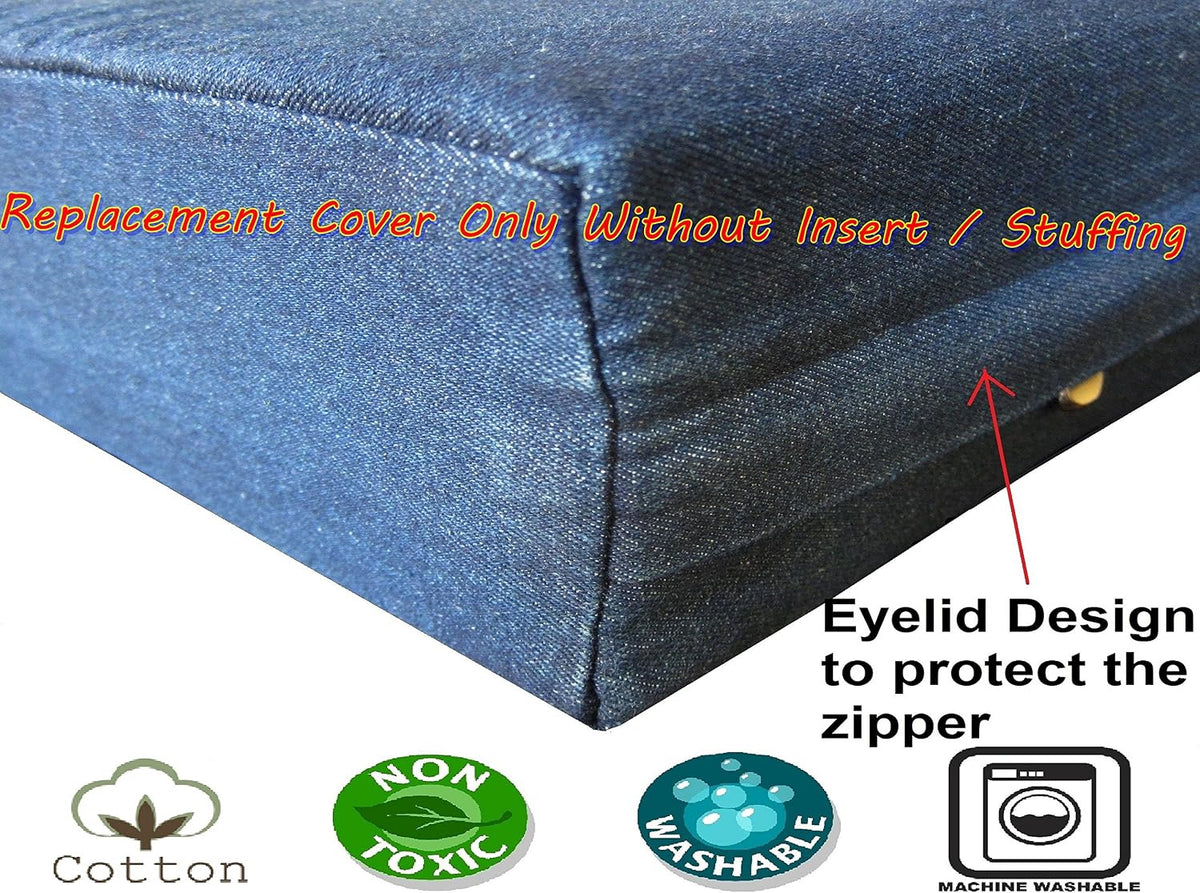 Dogbed4less 40X35X4 Inches Blue Color Durable Denim Jean Dog Pet Bed - 47"X29"X4" - image 3