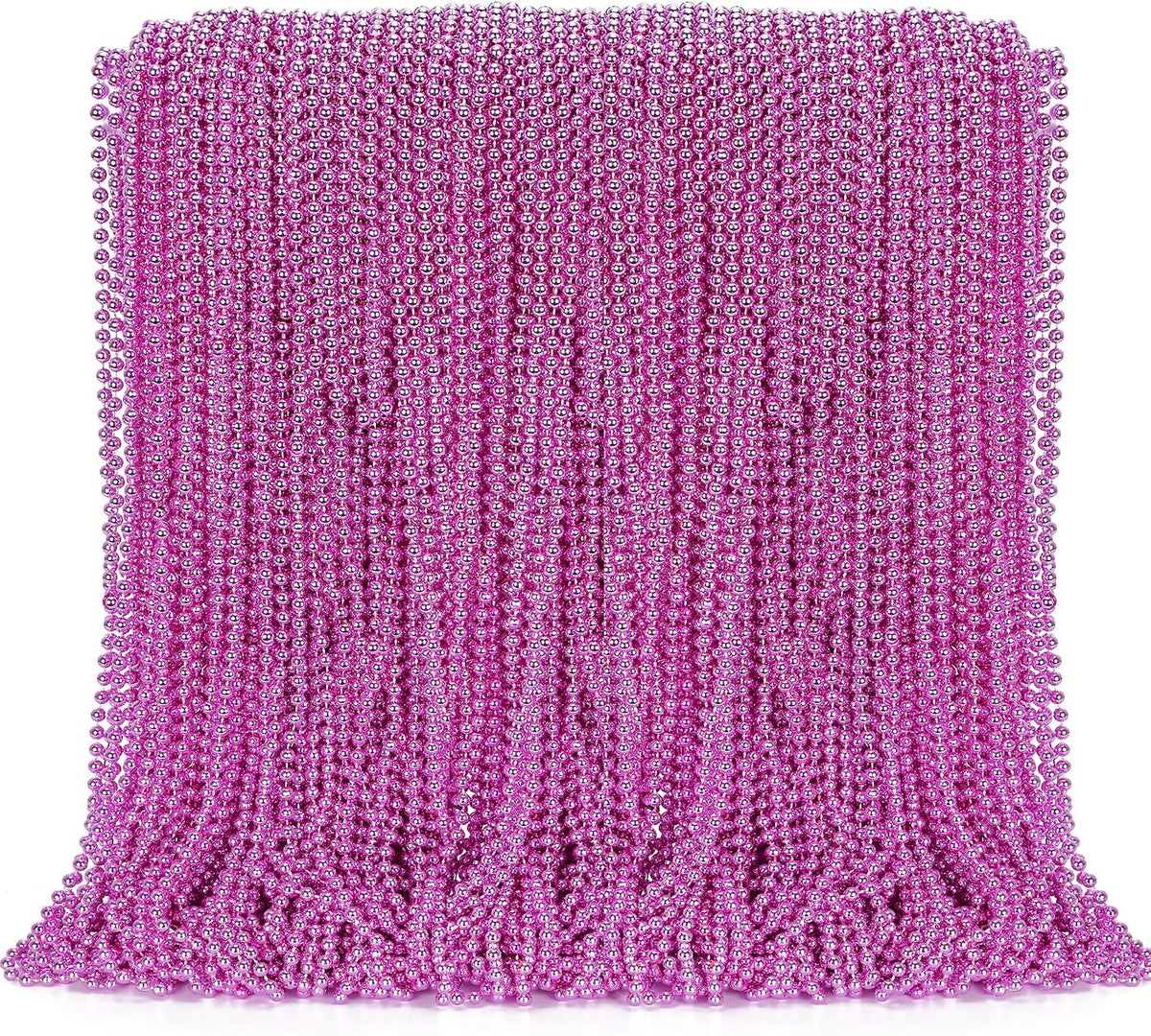 EOBOH 12PCS Mardi Gras Beads, Gold Beaded Necklace Stuff Set - Pink / 24