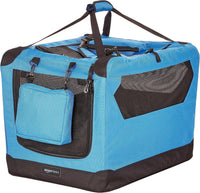 Amazon Basics Portable Folding Soft Pet Dog Crate Carrier Kennel - BLUE / 26.0"L x 18.0"W x 18.0"H