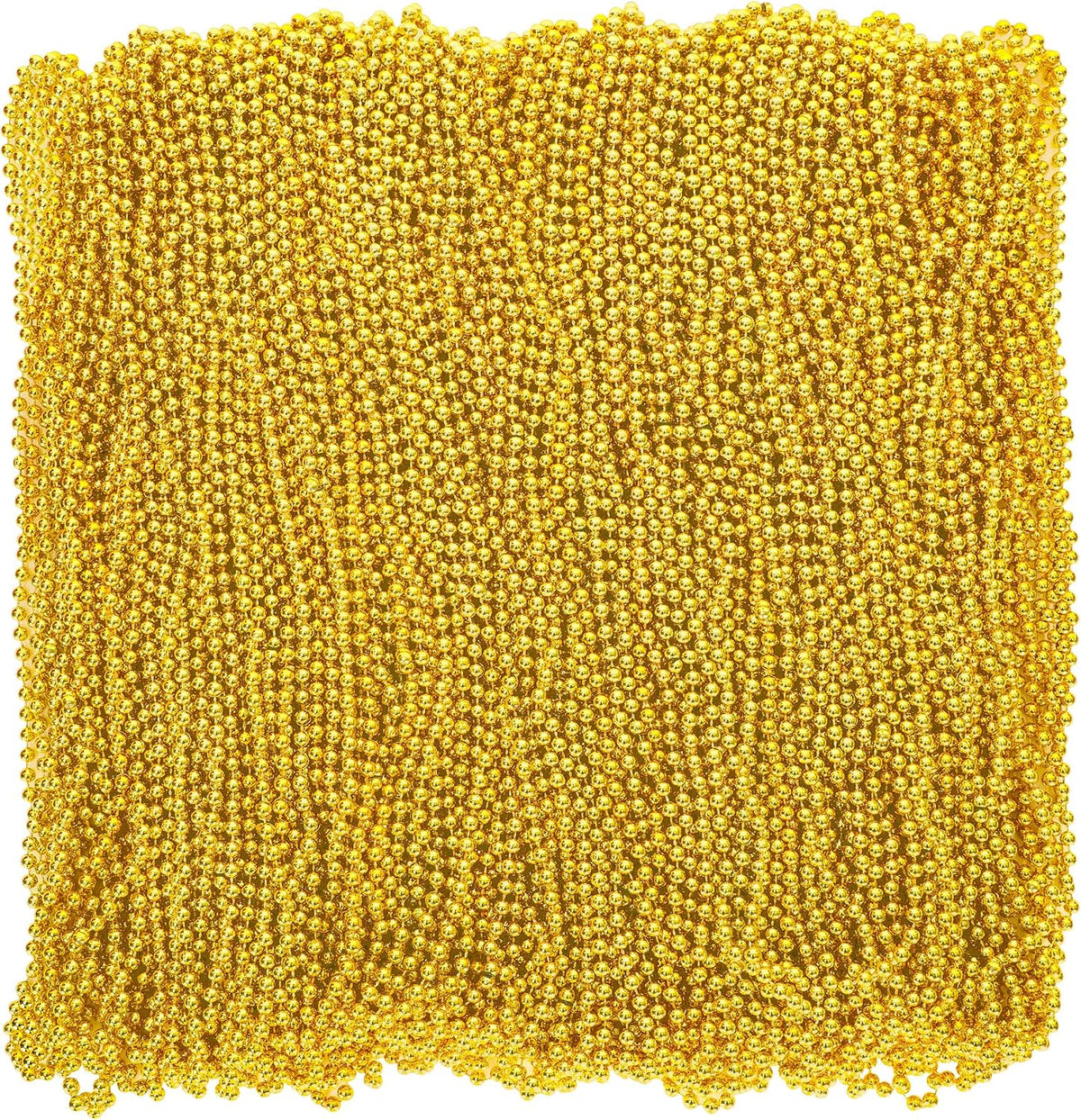 Huskein Bead Necklace, 33" Colorful Mardi Gras Beads Necklaces - Gold / 12