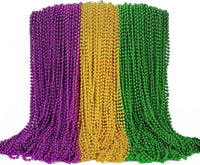 100PCS Bead Necklace, Gold Mardi Gras Beads Party Stuff - Purple Gold and Green