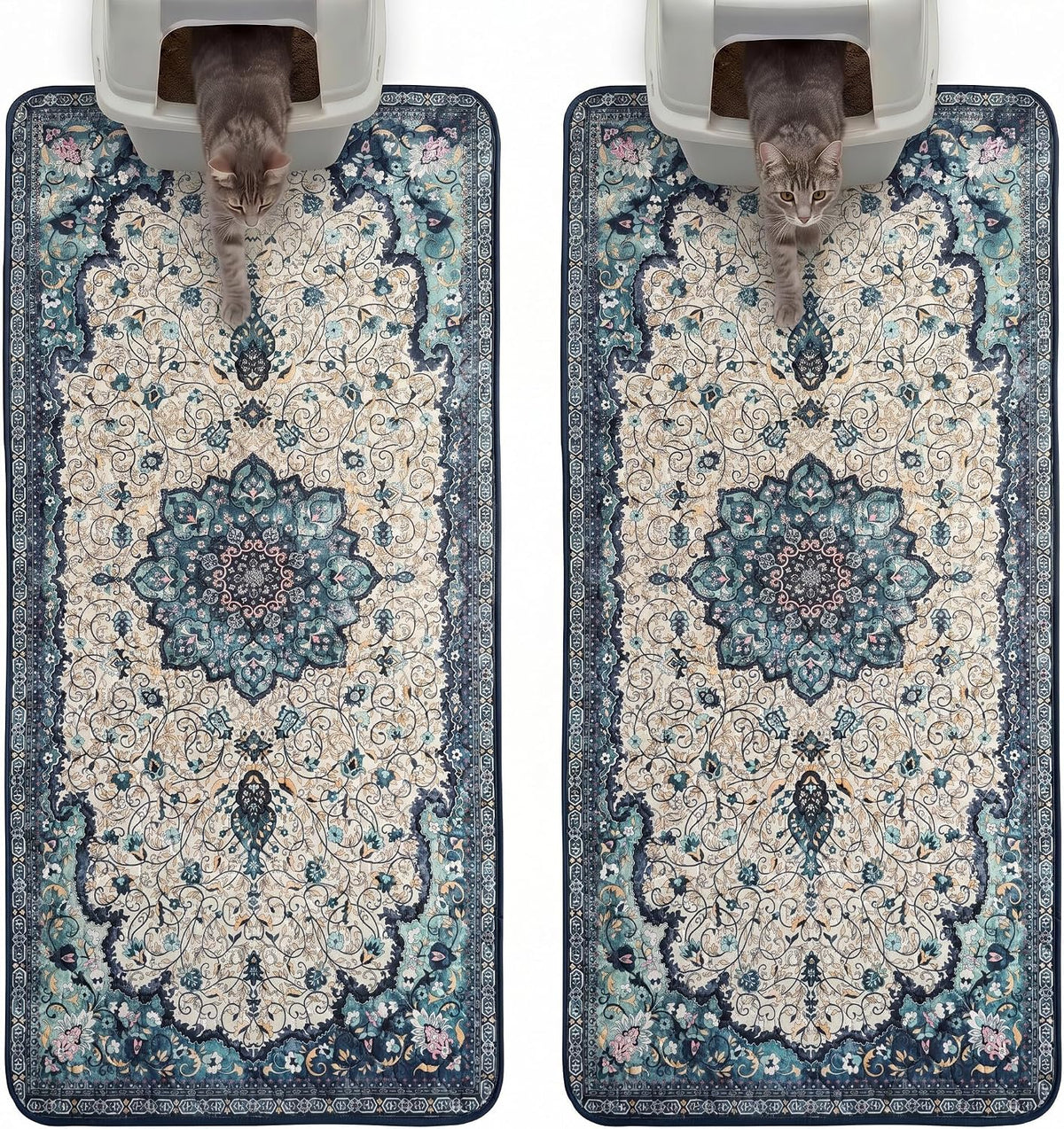 Hompet Cat Litter Mat 2 Pack - 28.5x60 Inch (Pack of 2) / Turquoise