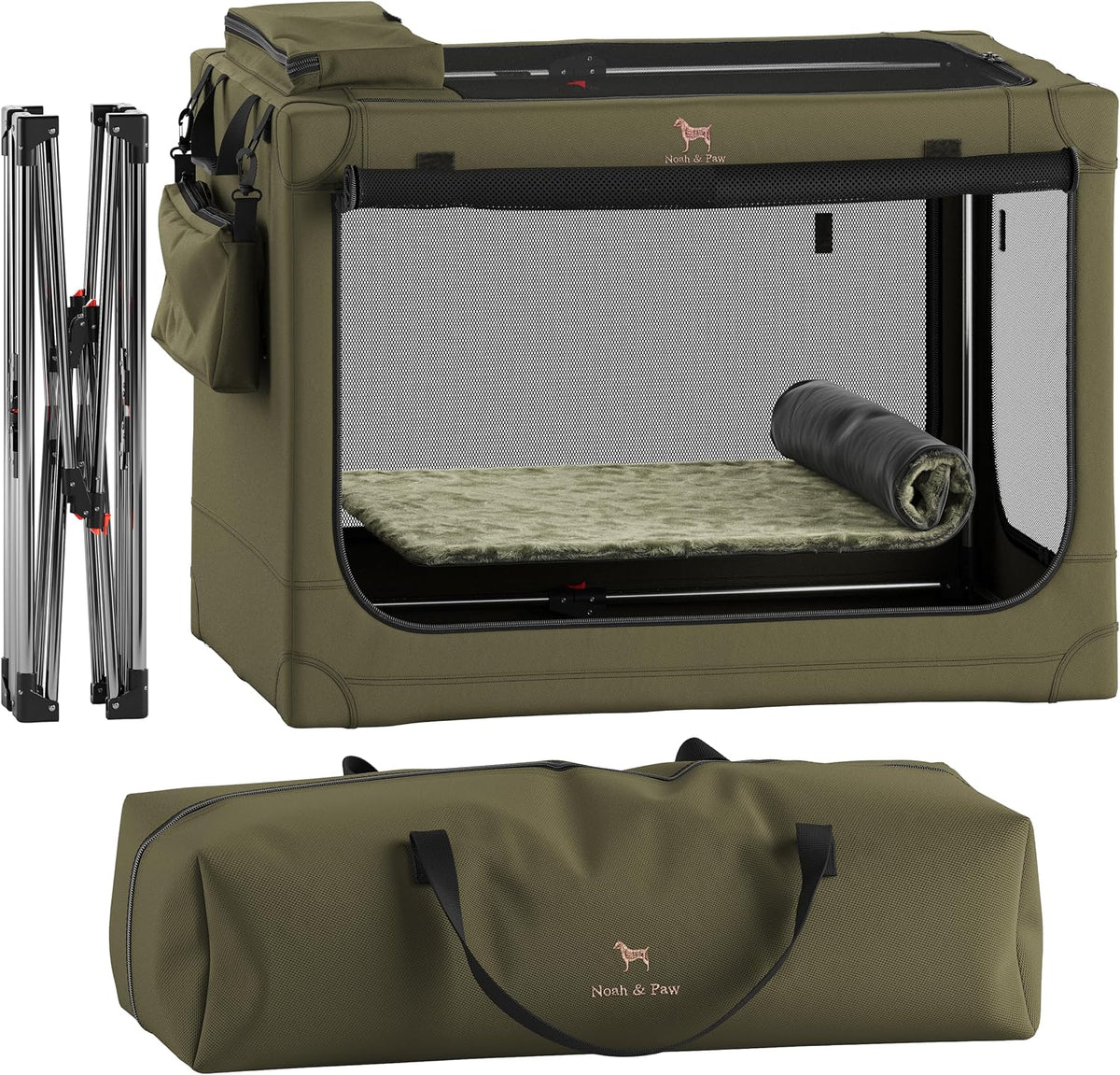 Noah & Paw XXL Collapsible Dog Crate, 42" - Green / 35.5"L x 25.2"W x 23.4"H