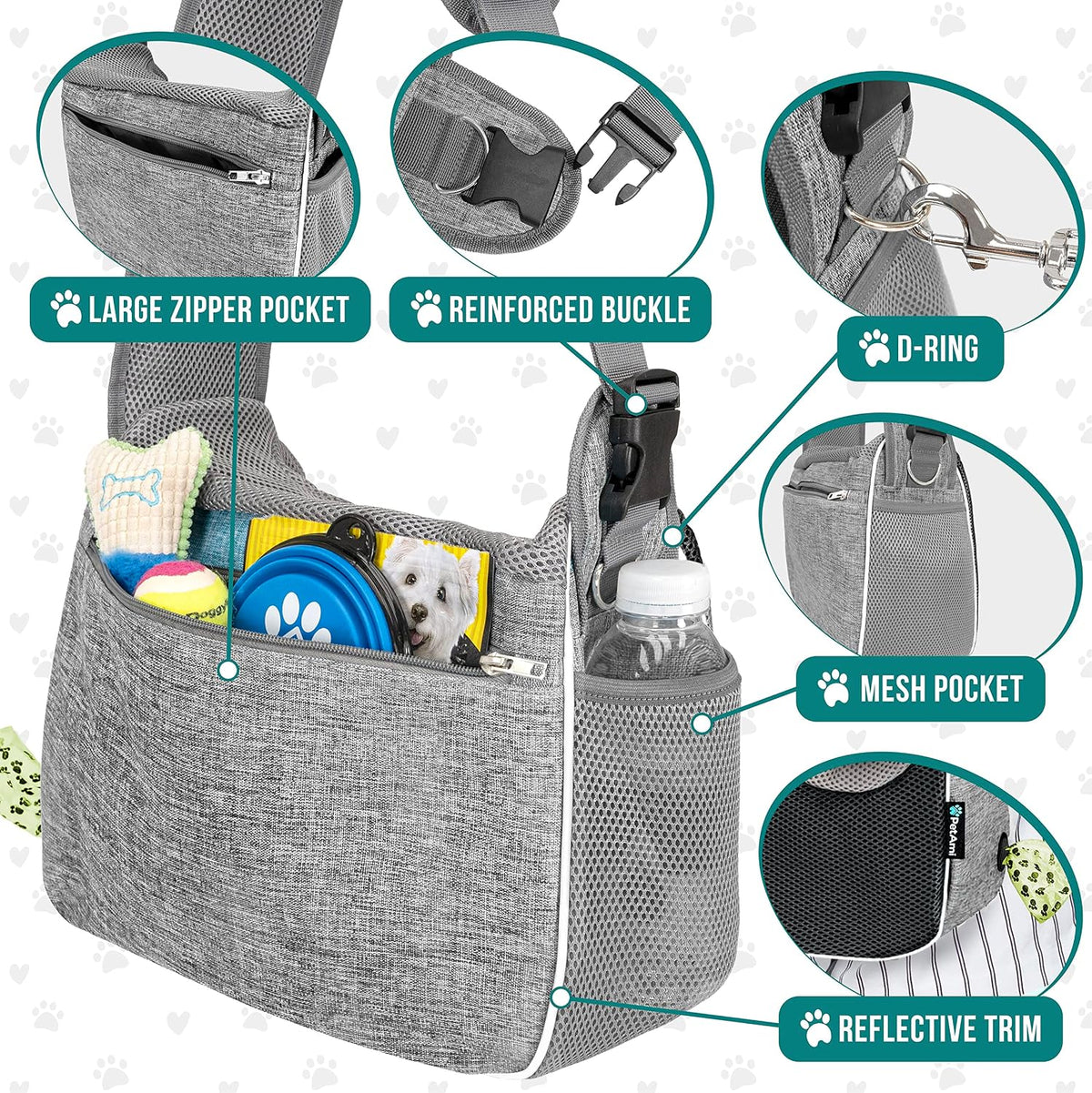 PetAmi Dog Sling Carrier for Small Dog - Gray - image 4