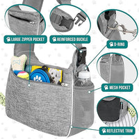 PetAmi Small Dog Sling Carrier, Soft-Sided Crossbody Puppy Carrying Purse Bag, Adjustable Sling Pet Pouch to Wear Medium Dog Cat Travel, Dog Bag for Traveling, Poop Bag Dispenser, Max 10 lbs, Gray