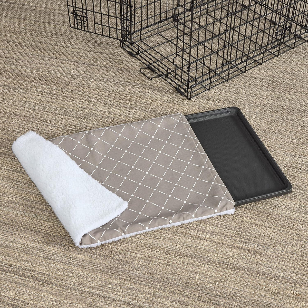 MidWest Homes for Pets Quiet Time Reversible Crate Pan Cover 36' - Mushroom Diamond/Fleece / Crate Pan Cover 42"