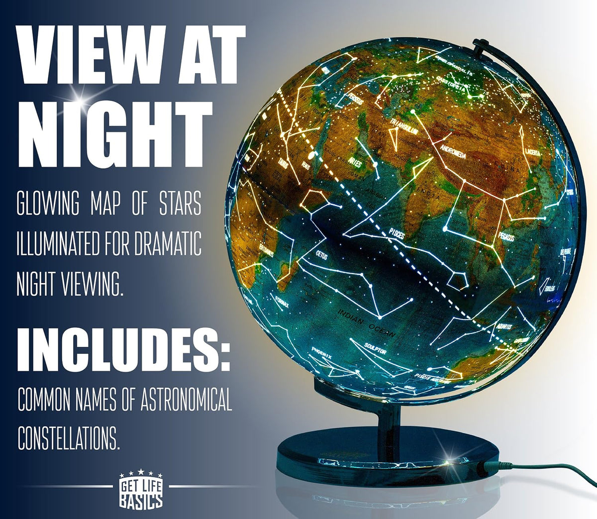 Get Life Basics 13” Illuminated Constellation World Globe for Kids - image 2
