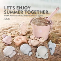 MarcZero 11Pcs Silicone Beach Toys, Bucket & Sand Toys - Pink - image 3
