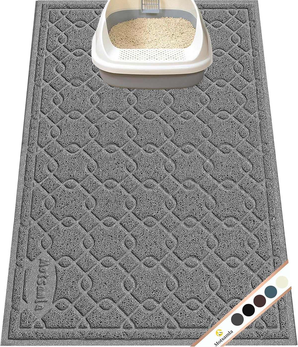 35x24 Inch Large Cat Litter Box Mat, Scatter Control, Waterproof – Daily Care for Cats - 2' x 2'11" (Rectangular) / L-grey