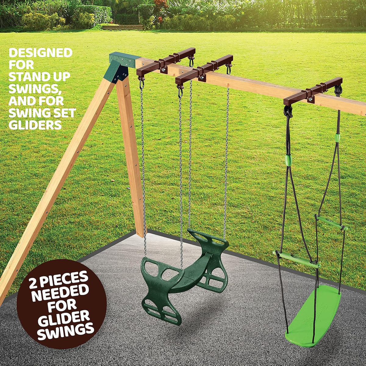 Swurfer green 18 inch adjustable iron swing set conversion bracket with nylon swing hangers - view 6
