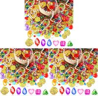 MARFOREVER pirate treasure pool toys with colorful gems, gold coins, pearl necklaces and drawstring  - view 2