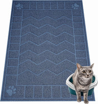 Cat Litter Box Mat, 47" x 35" Large Waterproof Litter Trapping Mat – Daily Care for Cats - Blue / X-Large（35" x 24" )