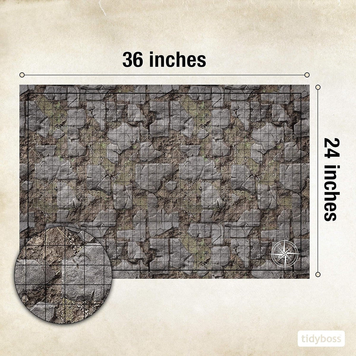Tidyboss DND Starter Set, 3 x Double Sides 24x 36 Game Grid Mat - 2-pack - image 3