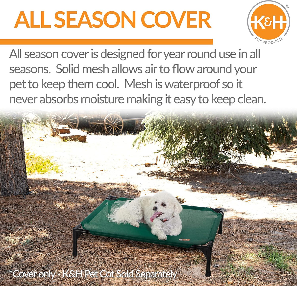 K&H Outdoor Elevated Dog Bed Pet Cot Replacement Cover - Green All Season Mesh / Medium 32 X 25 Inches - image 4