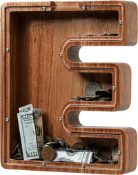 Ladenk Wooden Letter Piggy Bank - E / Initial-9"