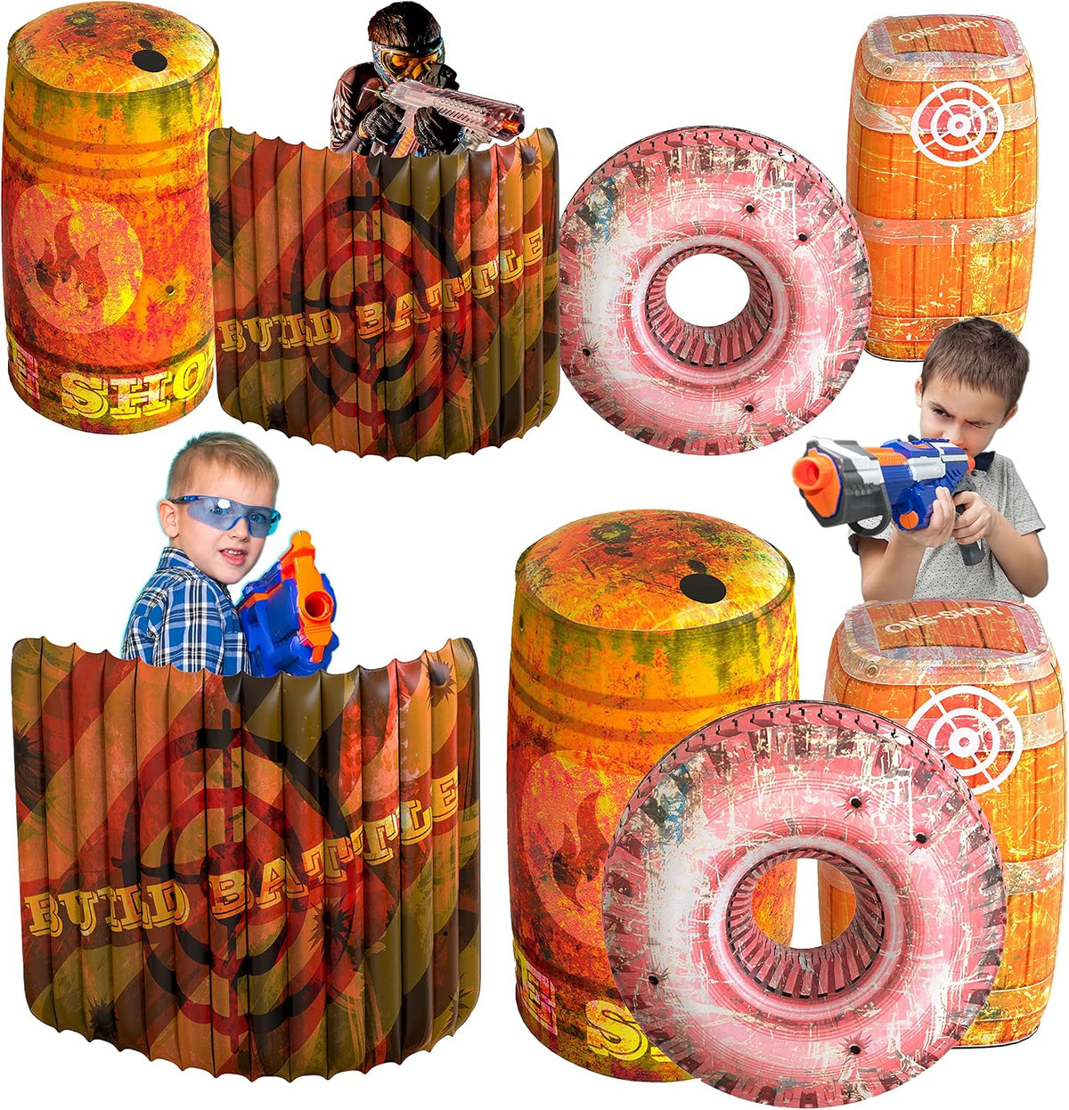 Skywin Inflatable Obstacles, Inflatable Battle Bunkers - 2 Pack / Orange