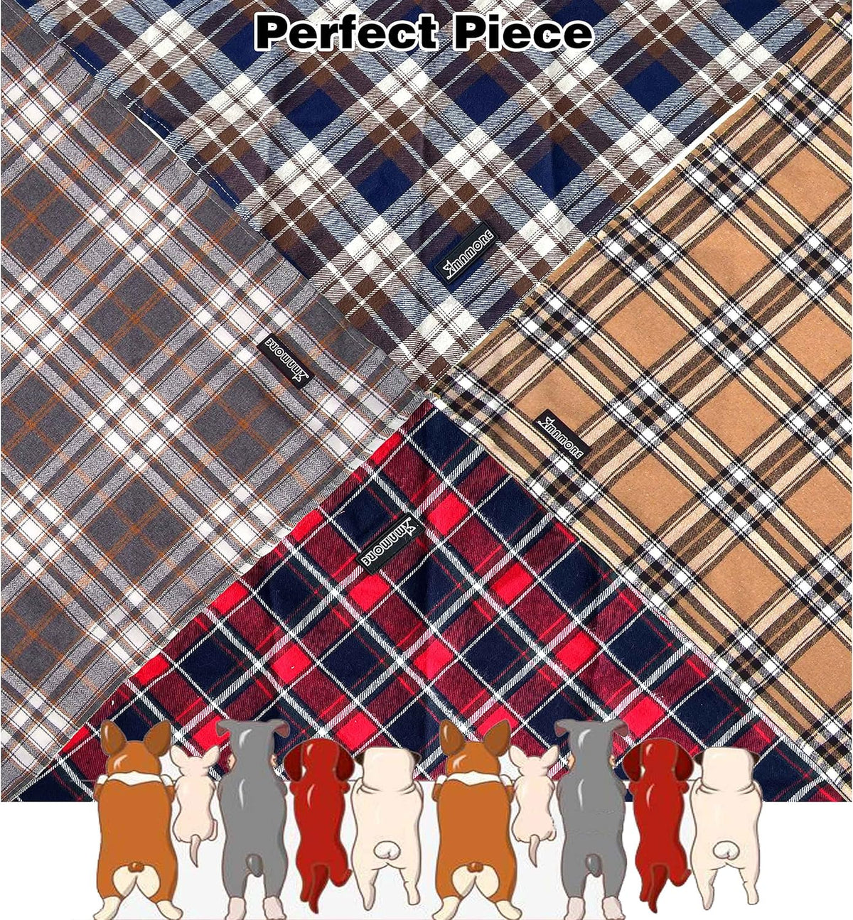 Soft Washable Plaid Bandanas for Dogs and Cats - Light Khaki / Large - image 3