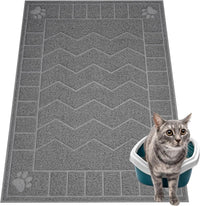 Cat Litter Box Mat, 47" x 35" Large Waterproof Litter Trapping Mat – Daily Care for Cats - Grey / X-Large（35" x 24" )