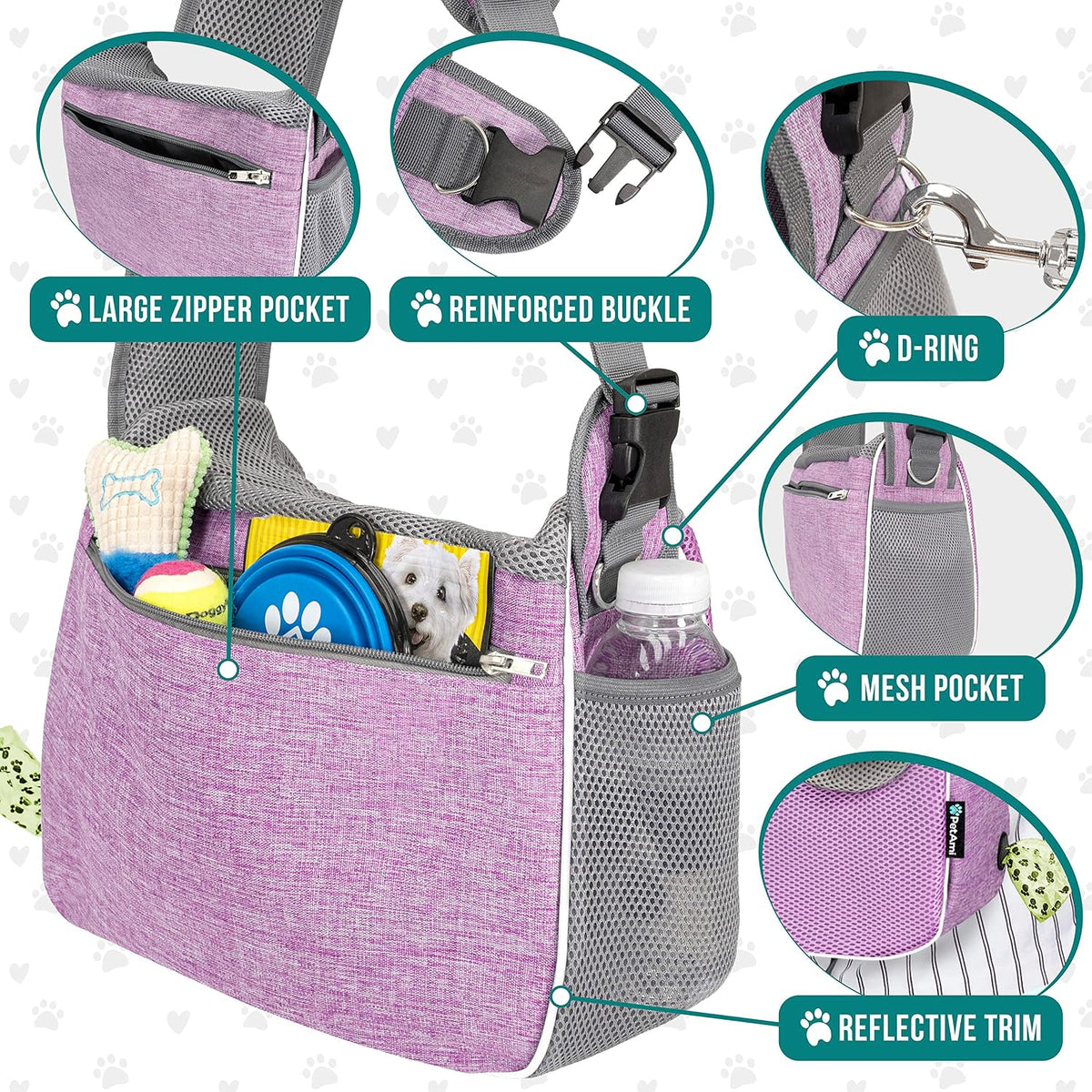 PetAmi Dog Sling Carrier for Small Dog - Purple - image 4