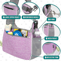 PetAmi Small Dog Sling Carrier, Soft-Sided Crossbody Puppy Carrying Purse Bag, Adjustable Sling Pet Pouch to Wear Medium Dog Cat Travel, Dog Bag for Traveling, Poop Bag Dispenser, Max 10 lbs, Purple