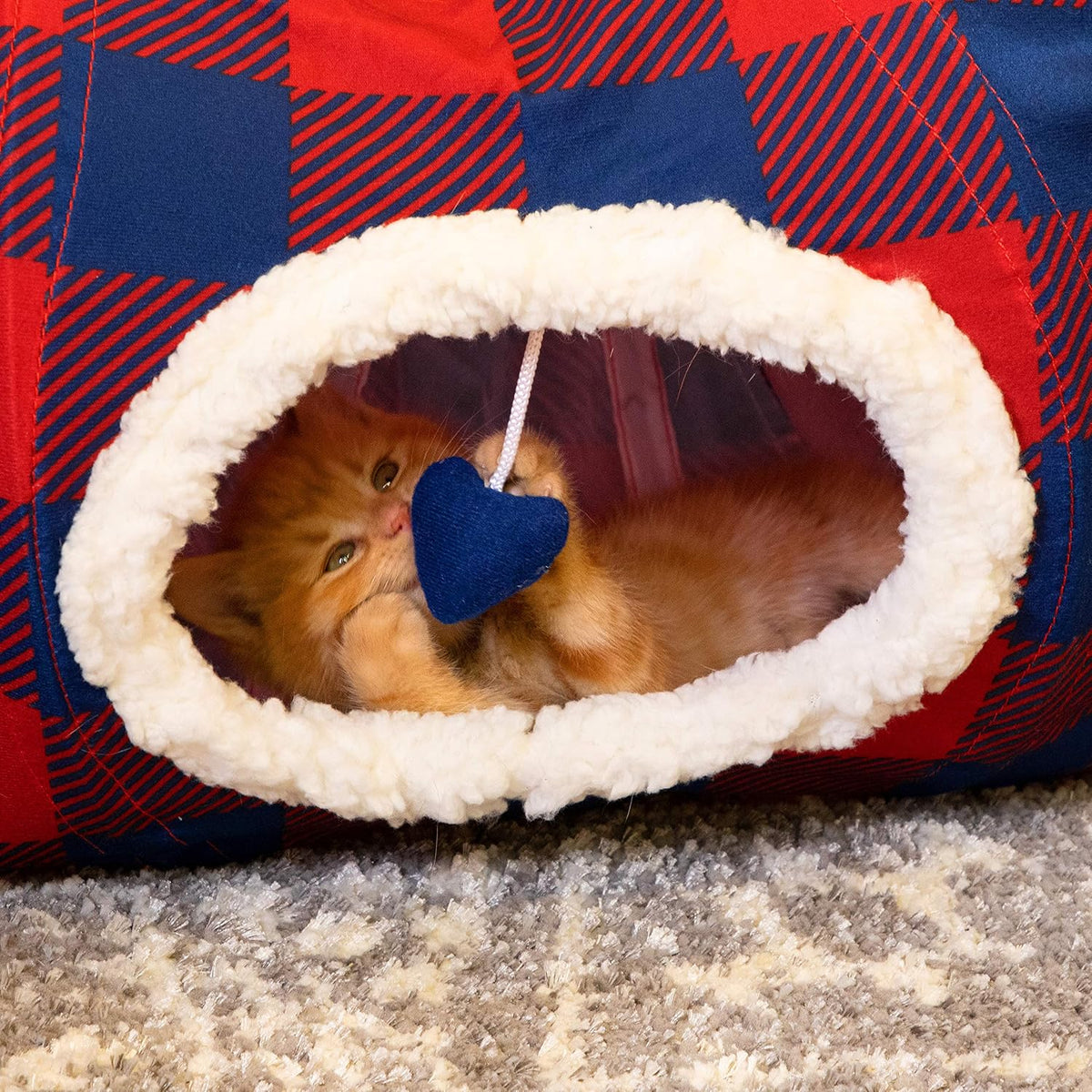 Kitty City Large Cat Tunnel Bed - Plaid - image 2