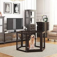PAWLAND Dog Gate Indoor with Door, Freestanding, Foldable - Espresso / 【6 Panels with Door】144"W x 32"H - image 3