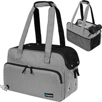PetAmi Small Dog Purse Carrier, Soft-Sided Pet Carrier Bag with Pockets, Portable Puppy Cat Travel Handbag Tote, Airline Approved Breathable Mesh, Poop Bag Dispenser, Max 18 lbs, Stripe Black