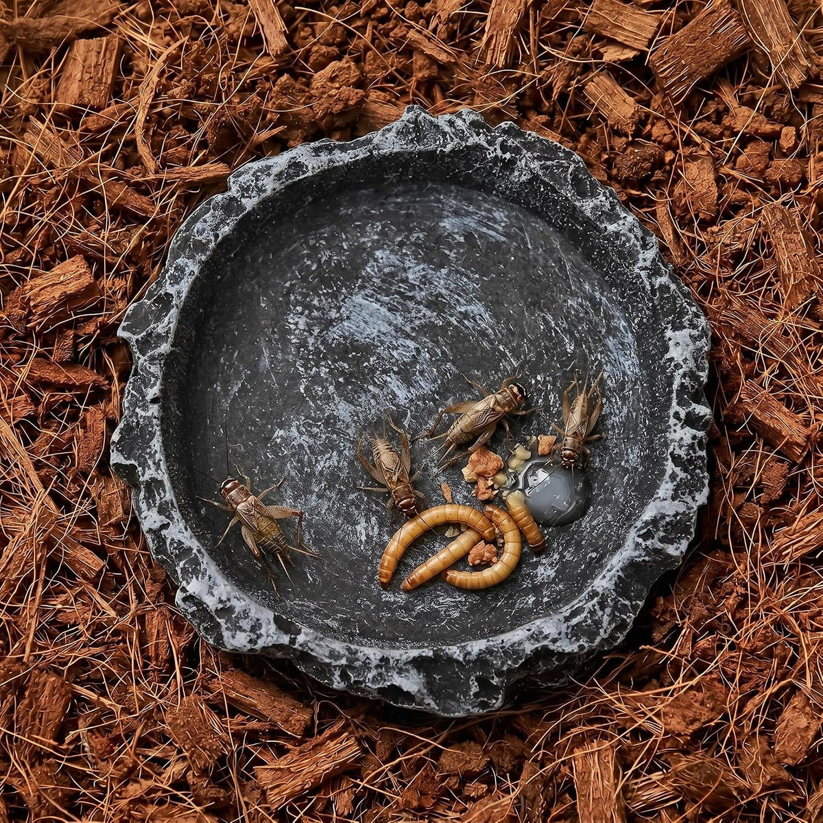 2Pcs Reptile Water Bowl, Feeding Dish for Leopard Gecko Lizard – Essentials for Reptiles And Amphibians - Black - image 2