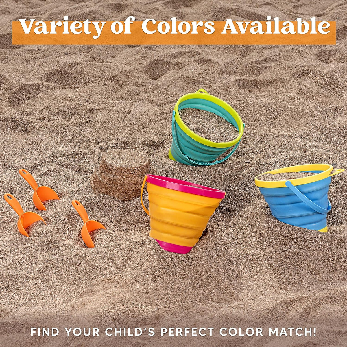 JOYIN Foldable Beach Bucket Set, Camping Gear, Travelling - Yellow/Blue/Green - image 3